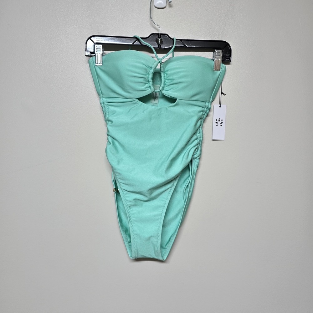 Gigi C Womens Mint Green High Waisted Cutout One Piece Swimsuit Sz XS
